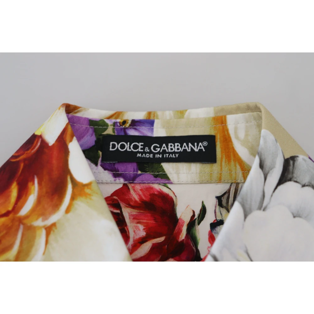 Dolce & Gabbana Multicolor Bloemenkatoenen Blouse met Kraag Multicolor Dames