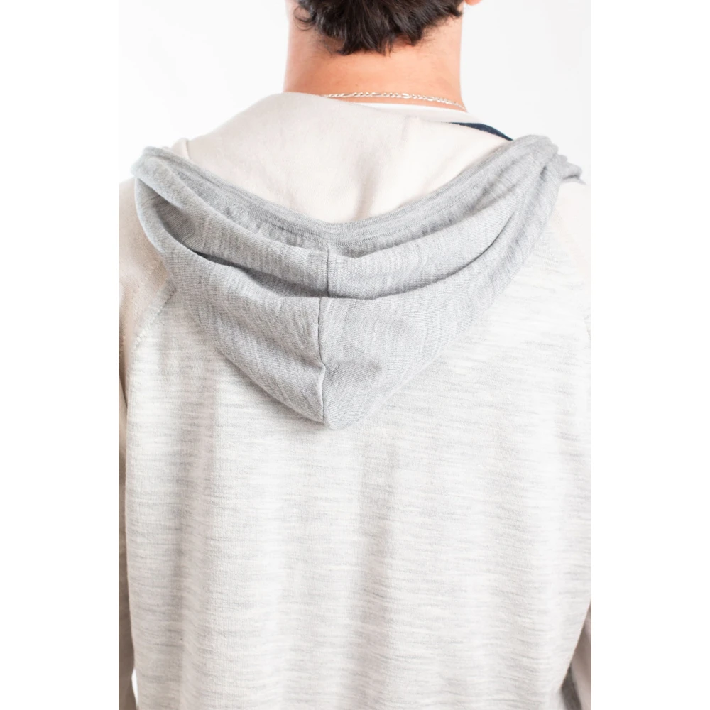 Eleventy Zijden Merino Gebreide Hoodie Beige Heren