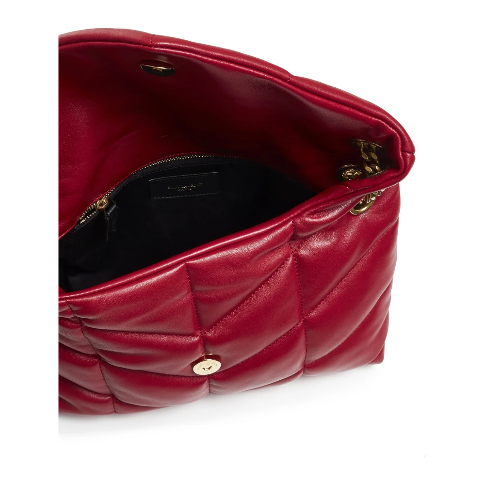 Saint Laurent Rode Gewatteerde Leren Schoudertas Red Dames