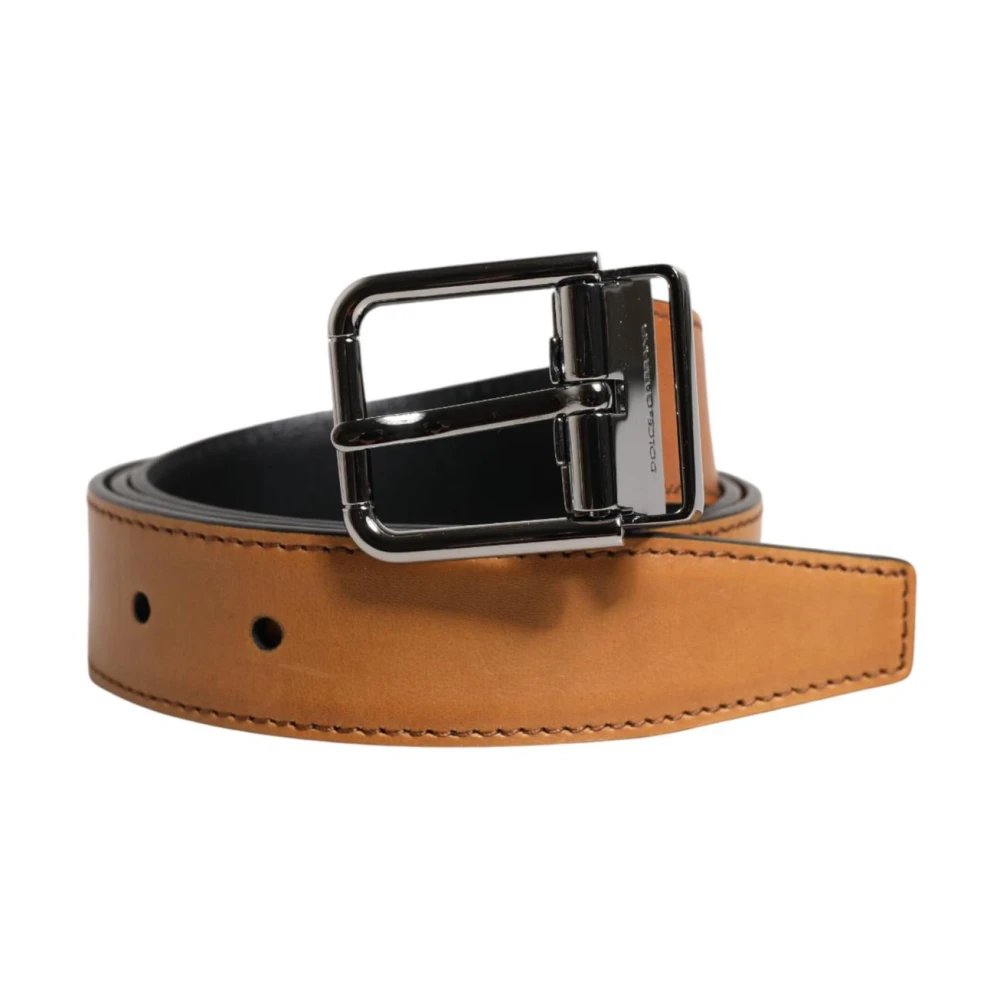 Dolce & Gabbana Men's Brown Belts, One Size, Leather Belt With Metal Buckle