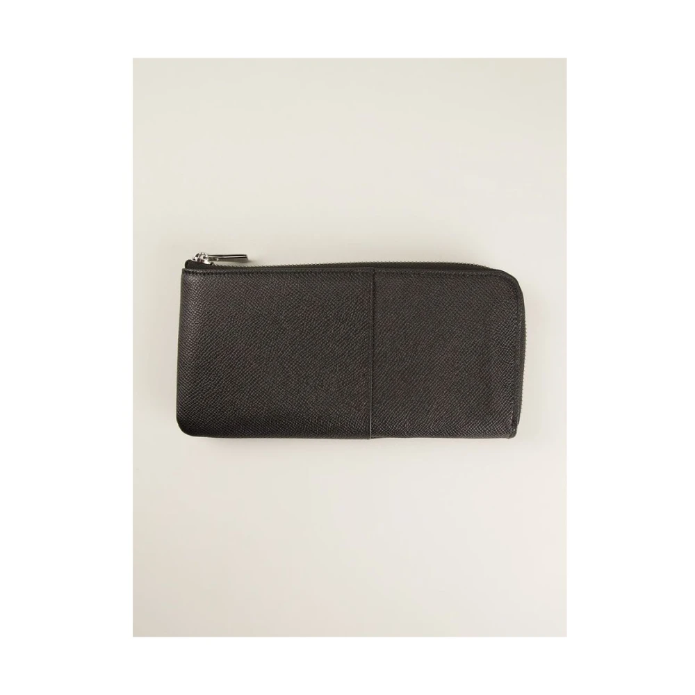 Dolce & Gabbana Zwarte platte portemonnee van kalfsleer Black Dames
