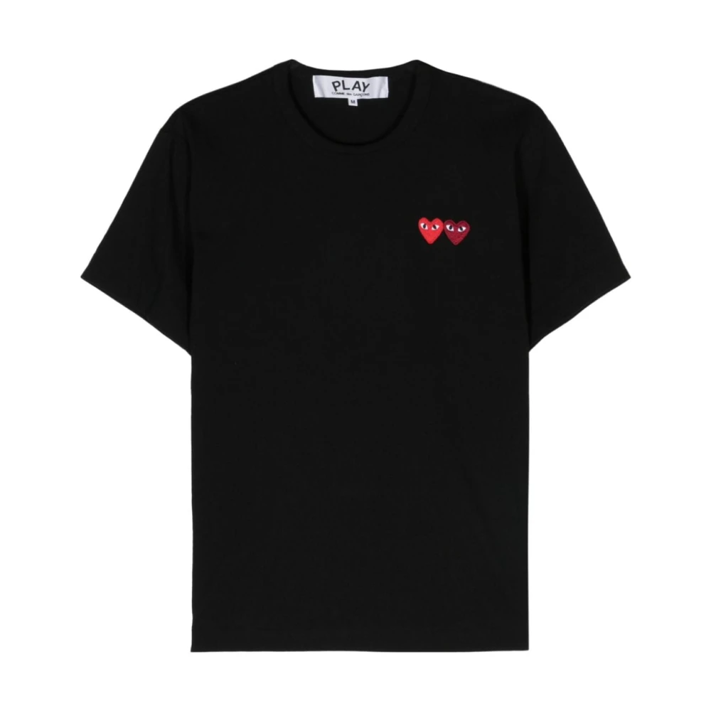 Comme des Garçons Jersey T-shirt med dubbel hjärta Black, Herr