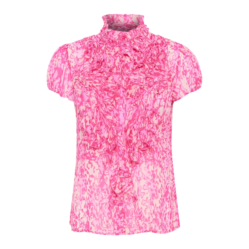 Saint Tropez Crinkle Ss Shirt Bluser Roze Pink Dames