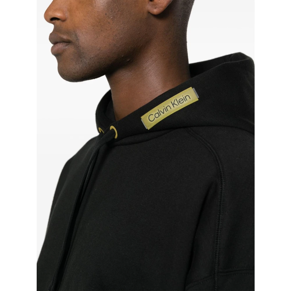 Calvin Klein Moderne Comfort Hoodie met Rasterlogo Black Heren