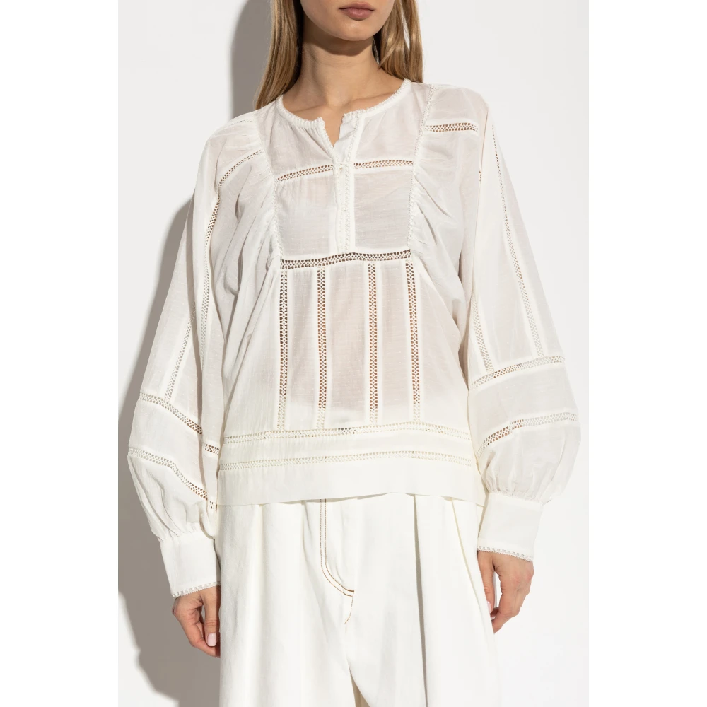 Munthe Top met ballonmouwen Finetta Beige Dames