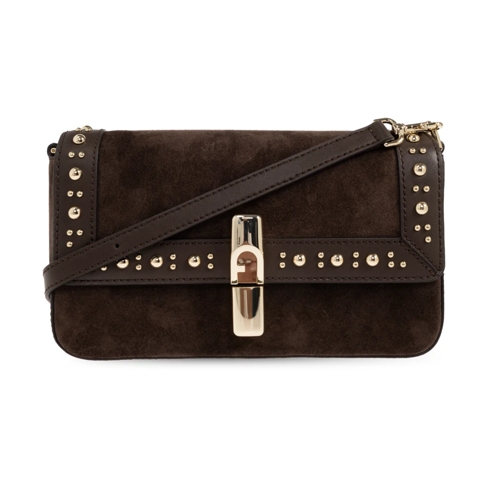 Furla Damen Braun Iride Umhängetasche S Toni Cioccolato Wildleder + Sidney-Kalbsleder + Nieten - Bild 3