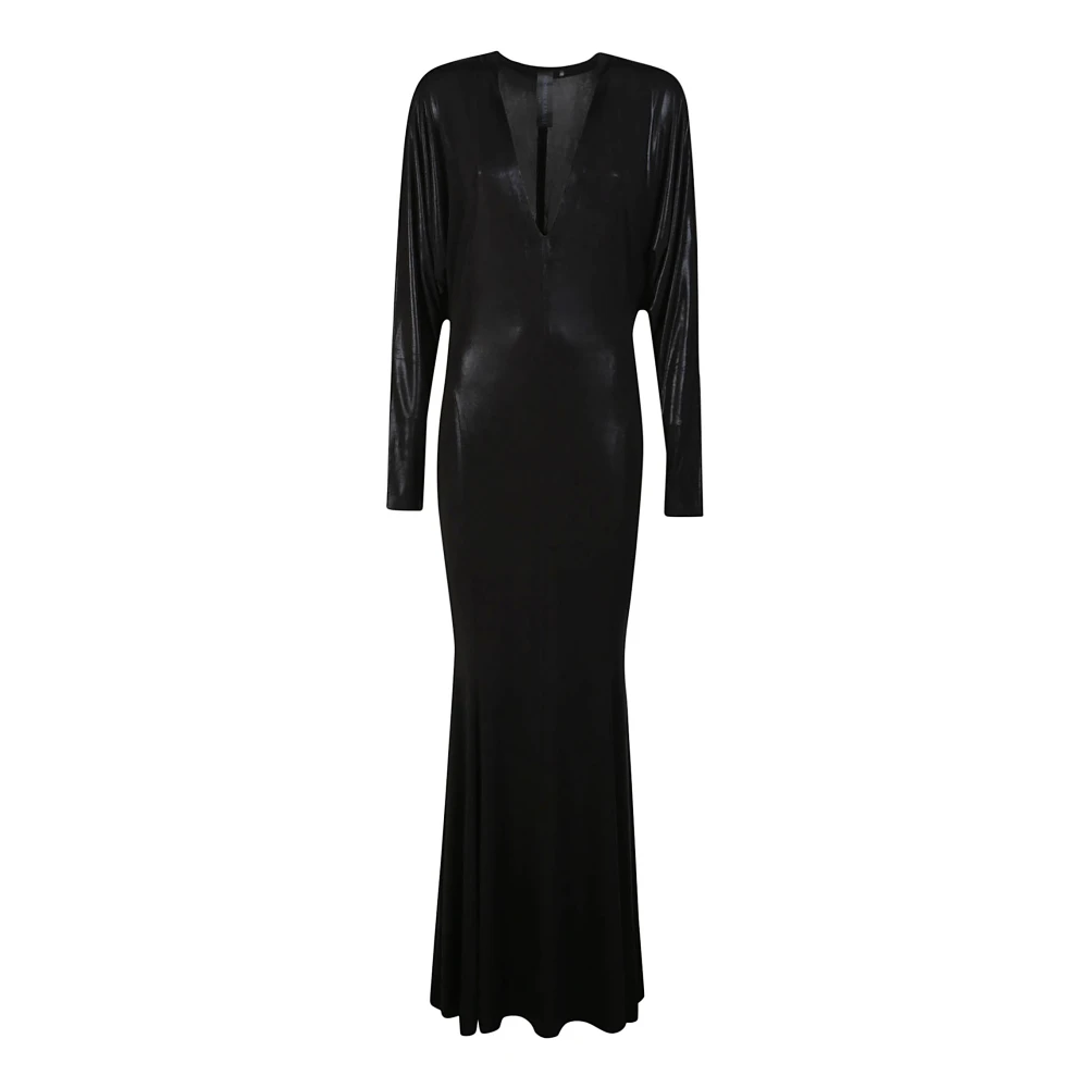 Norma Kamali Elegante V-hals Fishtail Jurk Black Dames