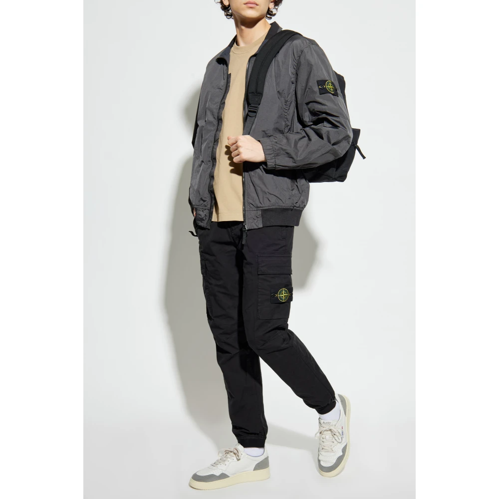 Stone Island Lichtgewicht jas met logo Gray Heren