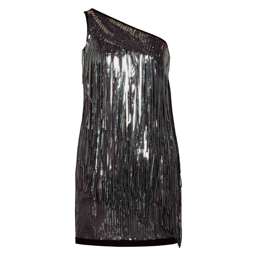 Pinko Paillet Grijs One-Shoulder Jurk Italië Gray Dames