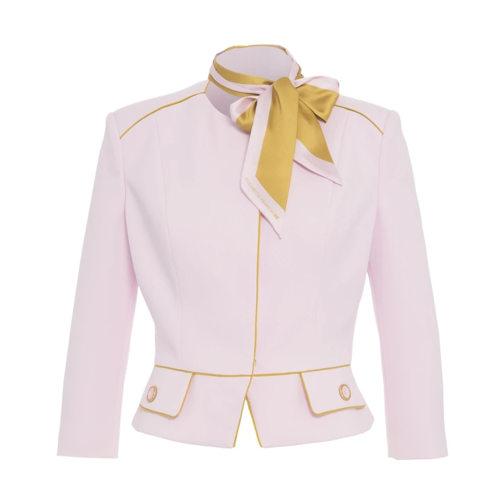 Elisabetta Franchi Roze Crepe Blazer met Metalen Details Pink Dames