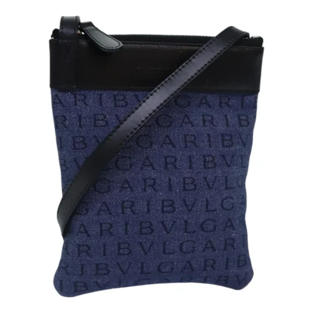 Bvlgari Vintage Pre-owned Canvas shoulder-bags Blue Dames