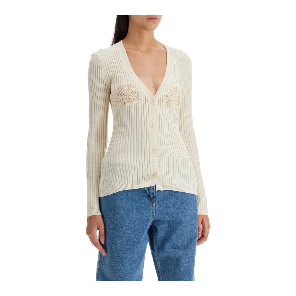 Magda Butrym Gehaakte Inzet Cardigan met Acht Beige Dames