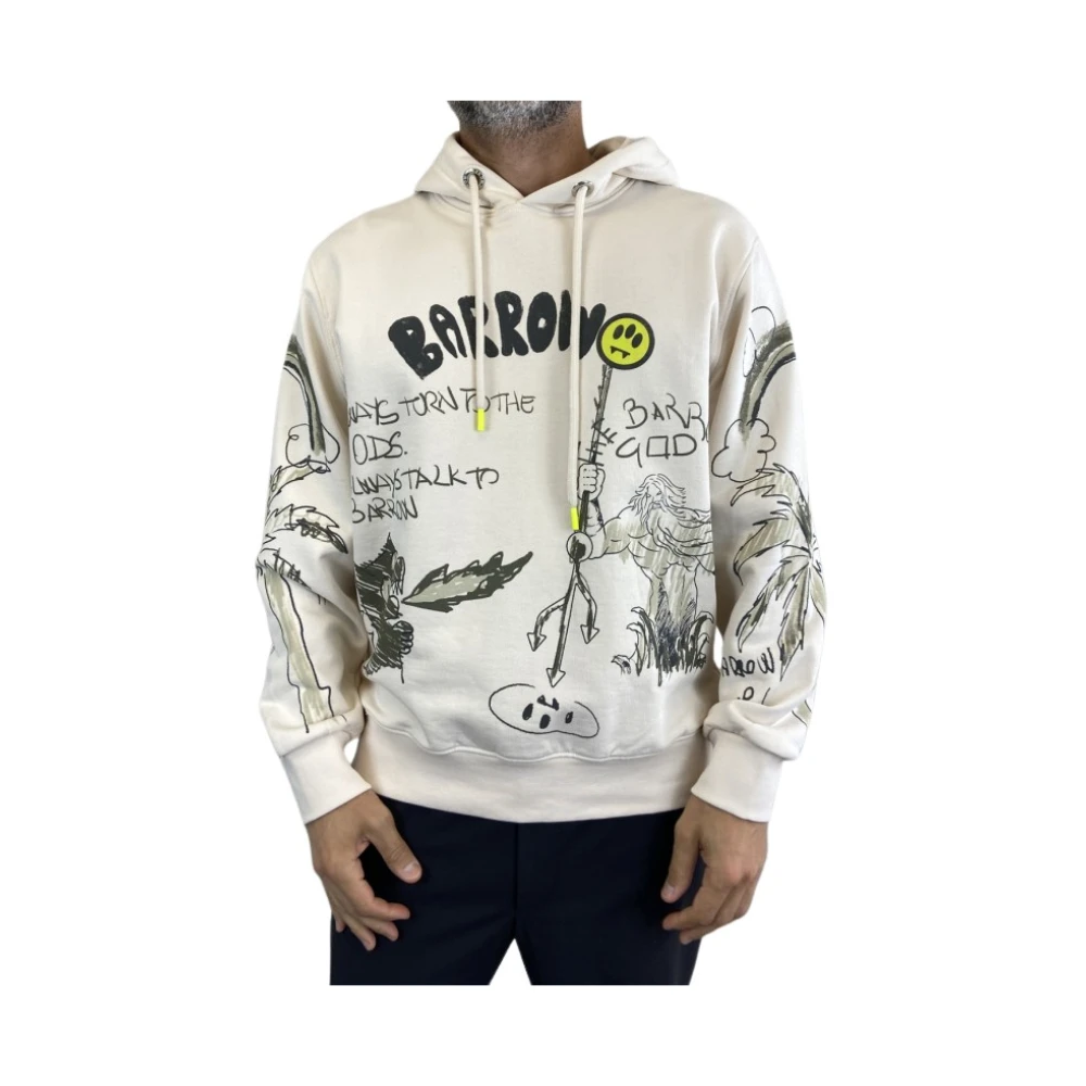 Barrow Beige hoodie met tekeningen en capuchon Multicolor Heren