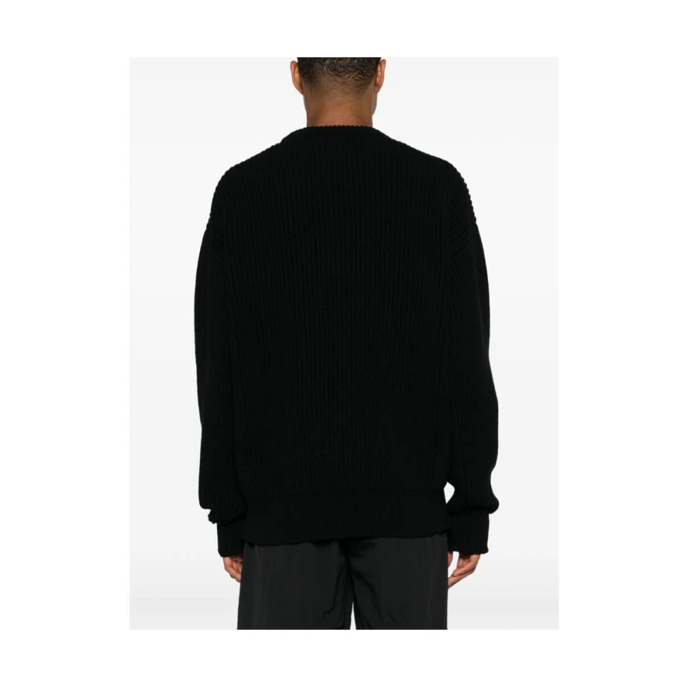 Jil Sander Zwarte Wol Chunky Gebreide Trui Black Heren