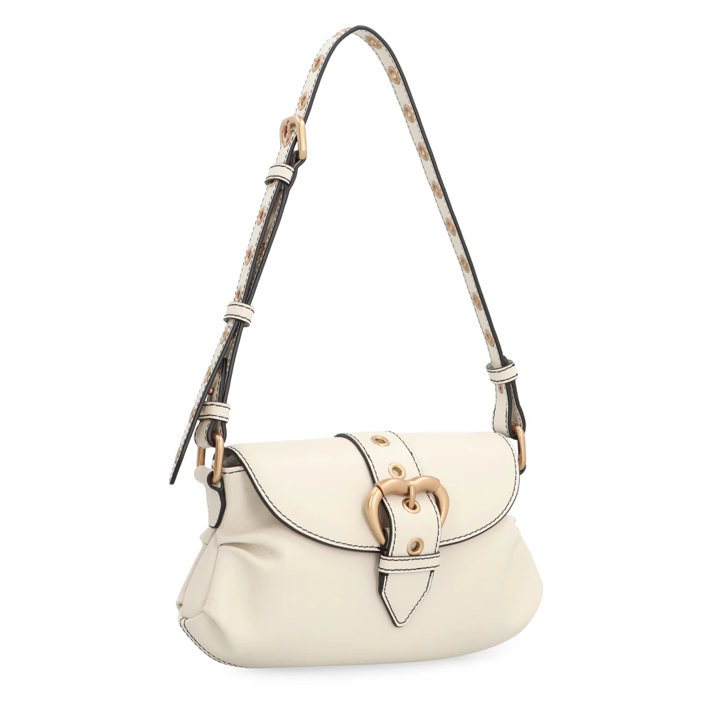 pinko Stijlvolle Leren Schoudertas Beige Dames