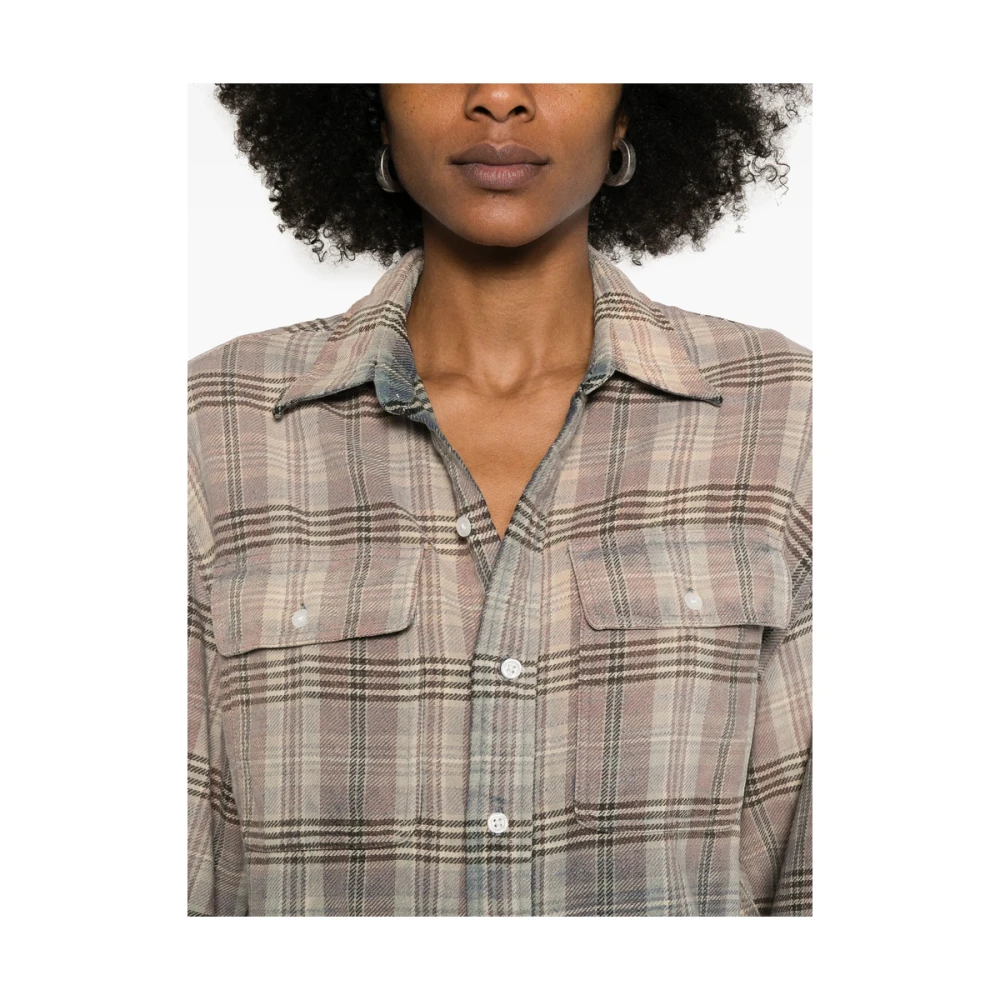 R13 Klassieke Button-Up Shirt in Lichtbruin Multicolor Dames