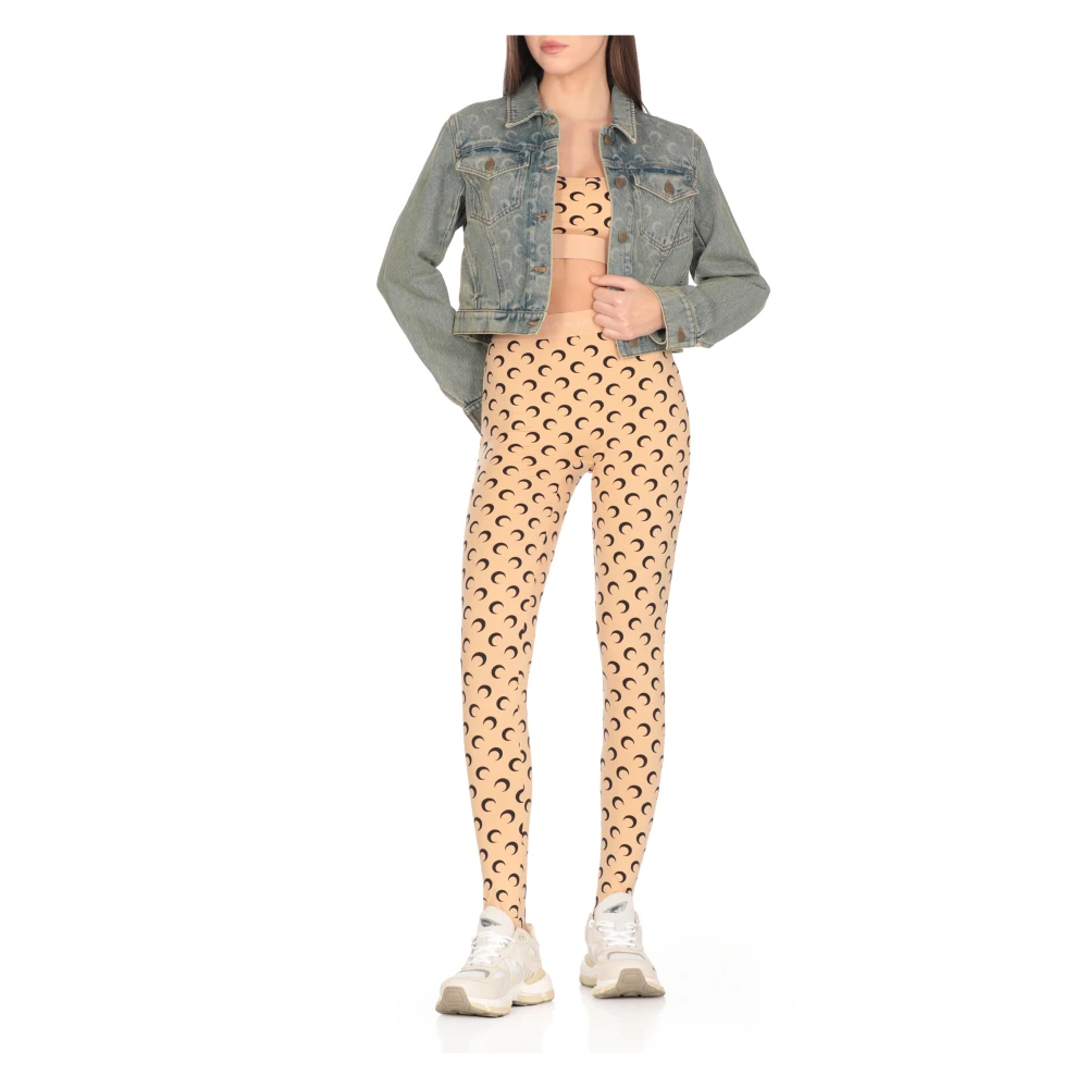 Marine Serre Beige Moon Logo Leggings Beige Dames