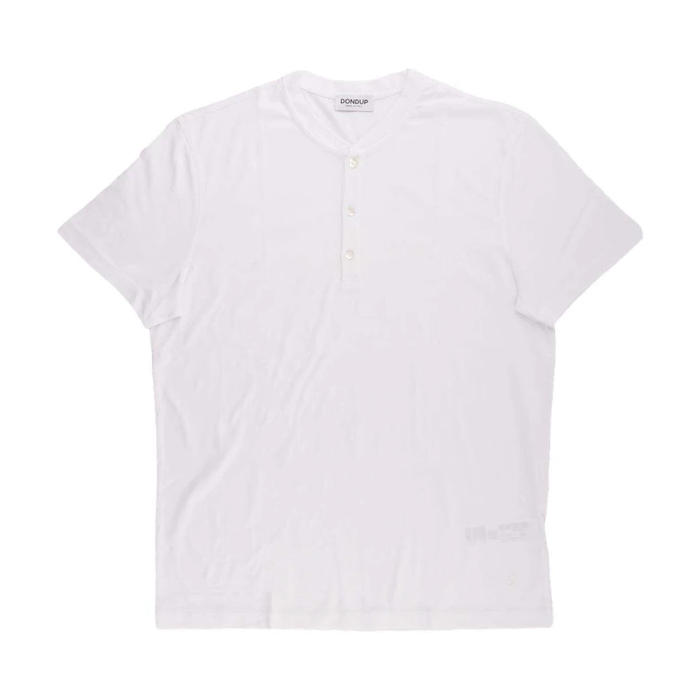 Dondup Mannelijk Wit Tops Heren, S, Katoen, Casual Katoenen T-Shirt