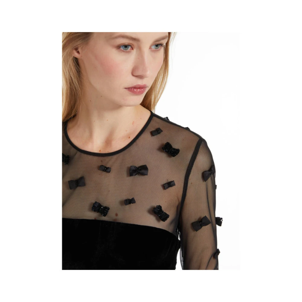 Max Mara Fluwelen Lange Jurk Elegante Stijl Black Dames