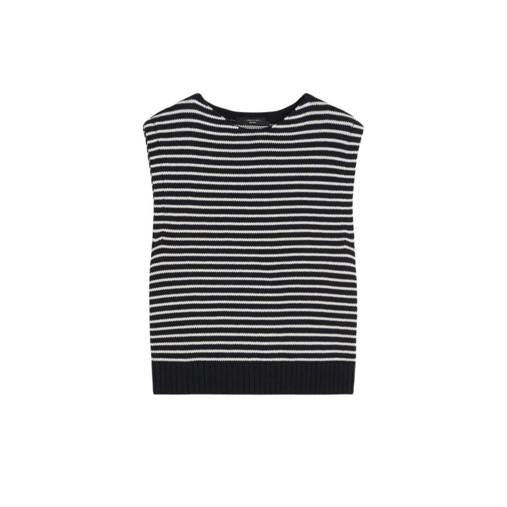 Weekend Max Mara Vrouw Blauw Truien & Vesten Dames, L, Katoen, Katoenen Vest