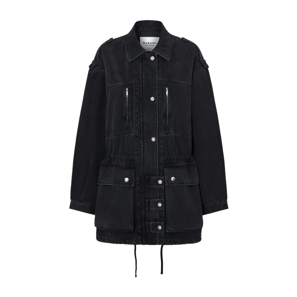Isabel marant Zwarte jas met knopen en ritsen Black Dames