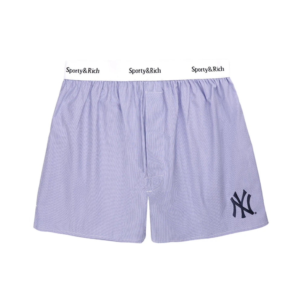 Sporty & Rich Yankees Serif Boxer Blauw Gestreept Katoen Purple Heren