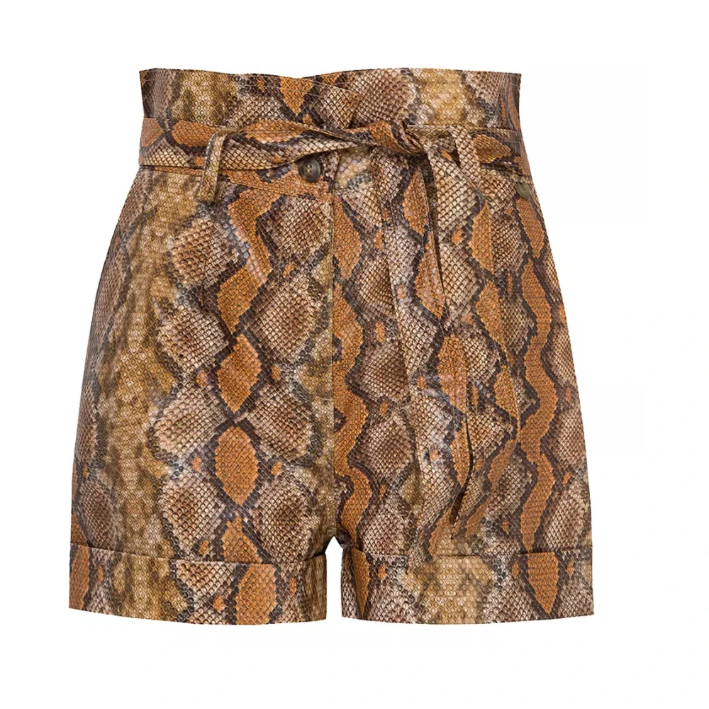 Twinset Pythonprint Eco-Leren Shorts Orange Dames