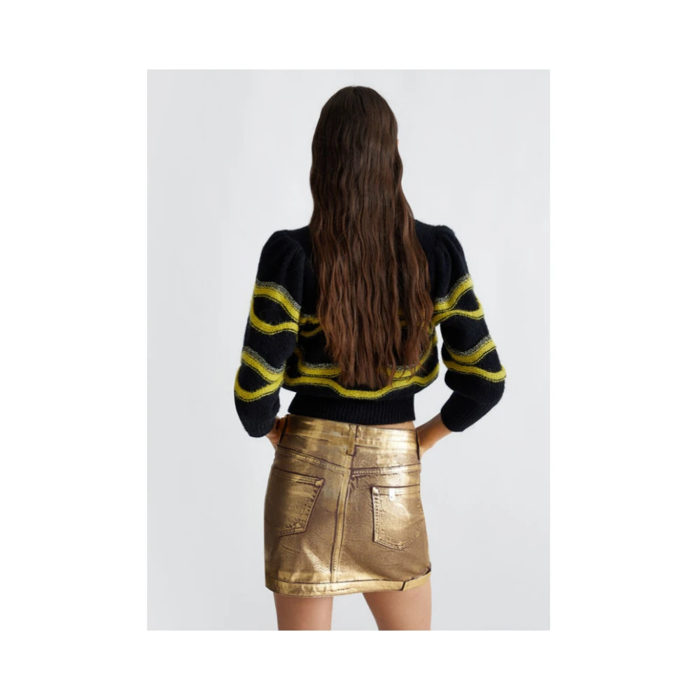Liu Jo Jacquard Alpaca Cardigan in Mist Black Dames