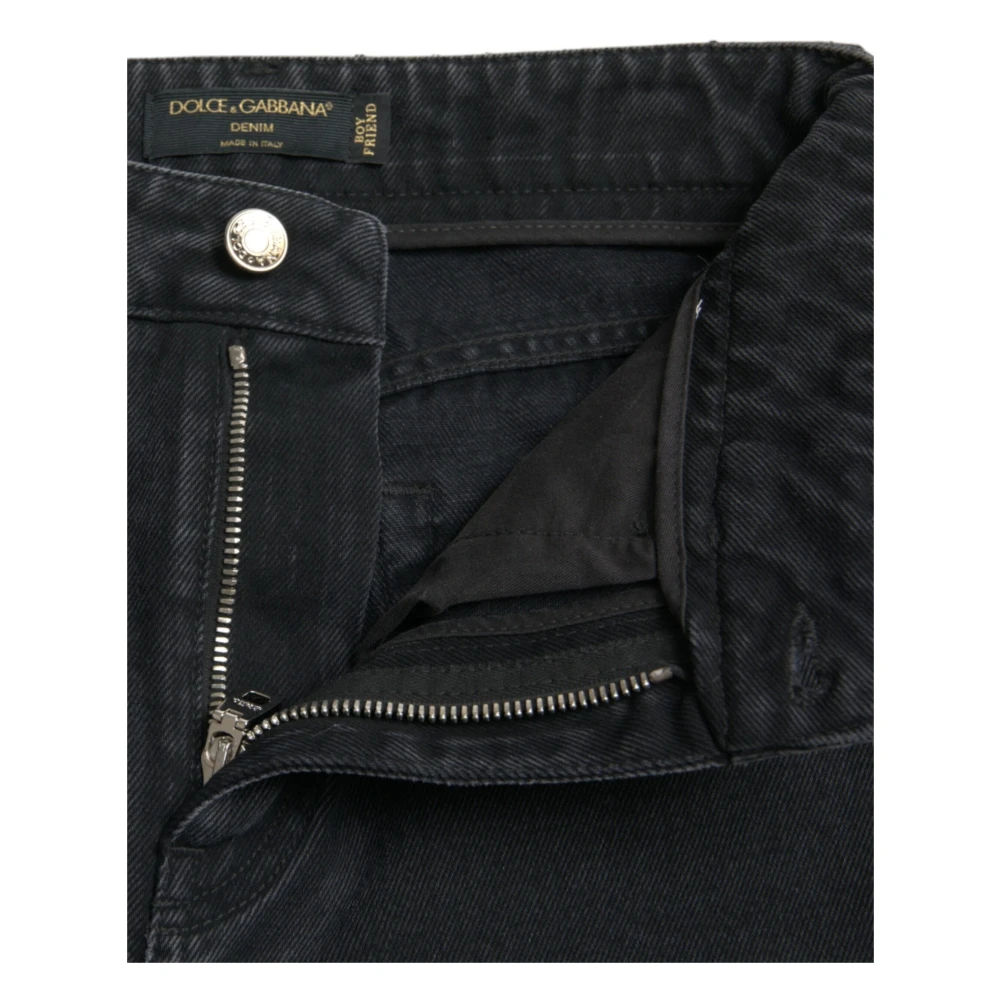 Dolce & Gabbana Elegante Zwarte High-Waisted Stretch Jeans Black Dames