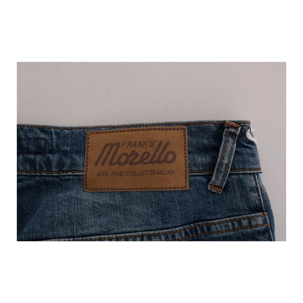 Frankie Morello Slim Fit Logo Jeans Blauwe Wassing Blue Heren