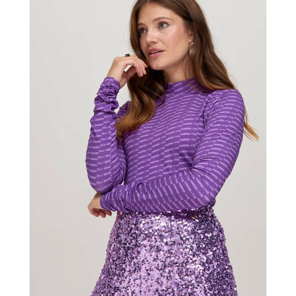 Harper & Yve Lange Mouw Top Jane-Ls Purple Dames