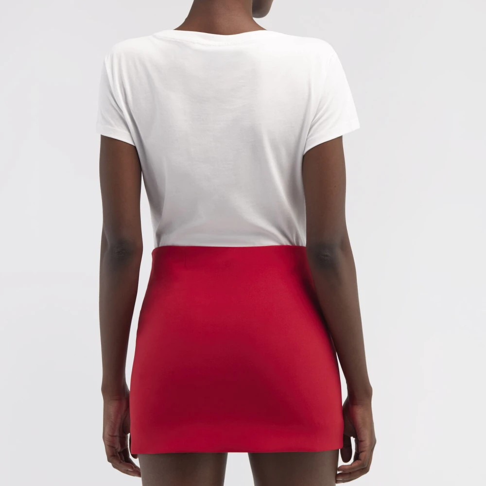 Roberto Cavalli Monogram Mirror Snake T-shirt Crew Neck White Dames