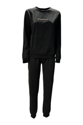 Bomulls Pyjamasset med Svart Logotyp