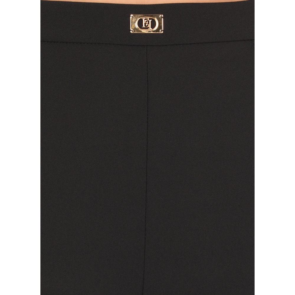 Elisabetta Franchi Zwarte Crêpe Broek met Zijrits Black Dames