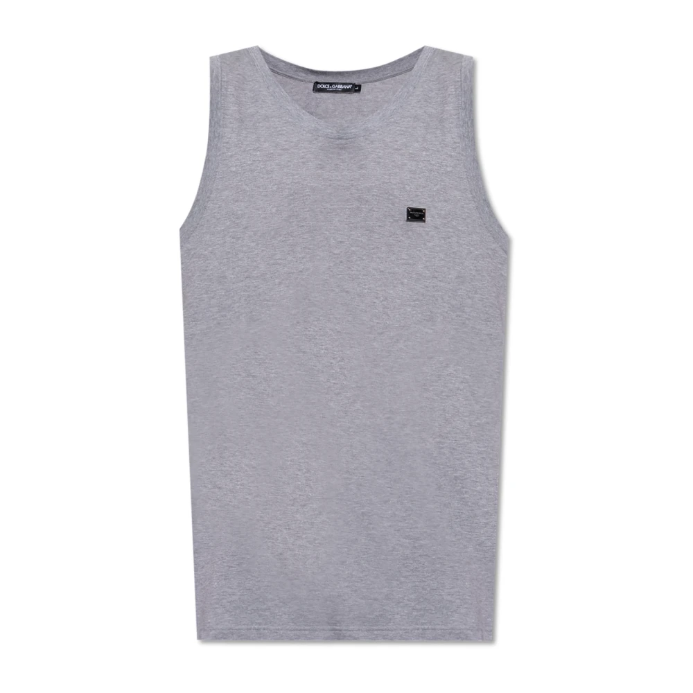 Dolce & Gabbana Men's Gray Sleeveless Tops, S, Sleeveless T-Shirt