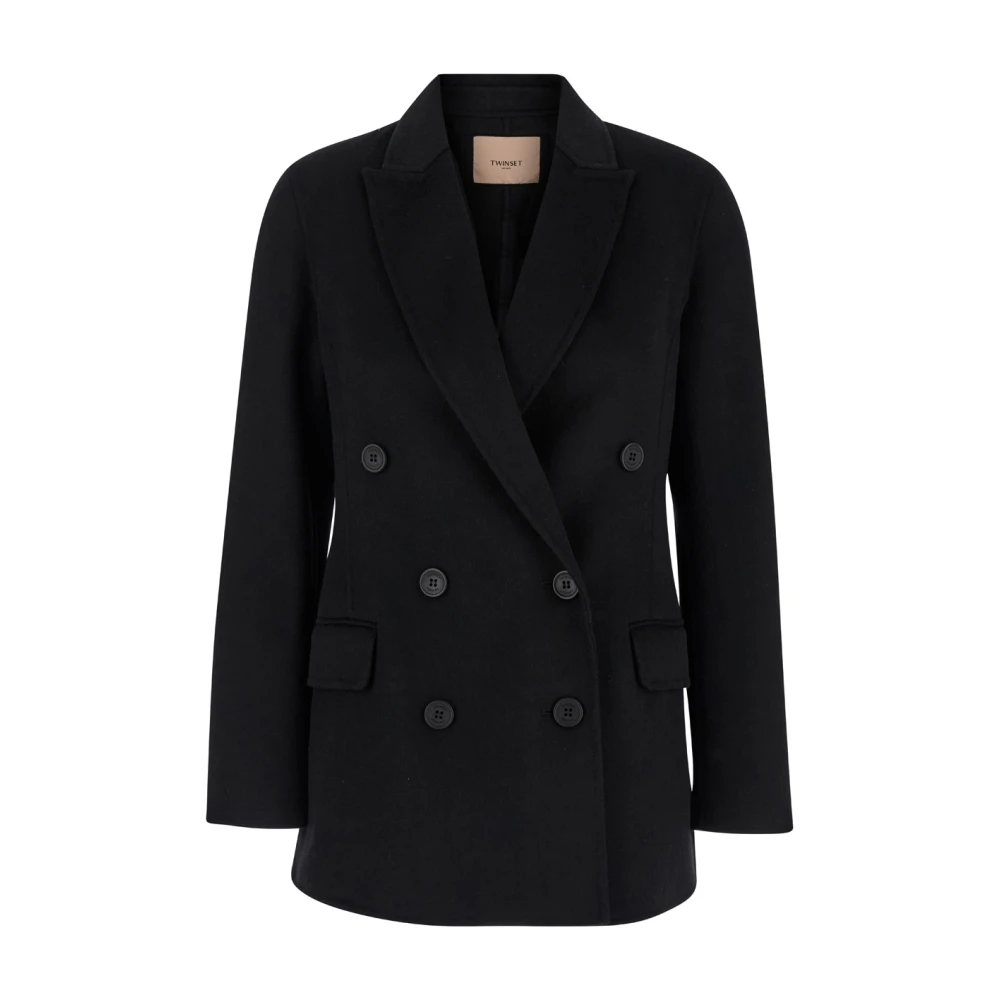 Twinset Zwarte Caban Jassen Black Dames