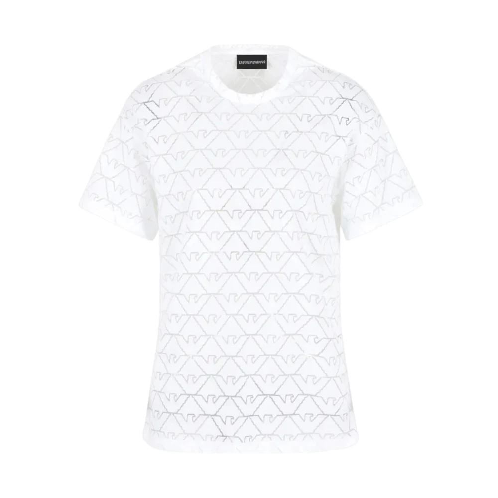 Emporio Armani Witte T-shirts en Polos met Devoré Effect White Dames