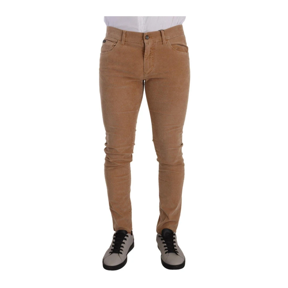 Dolce & Gabbana Men's Brown Luxury Corduroy Skinny Jeans