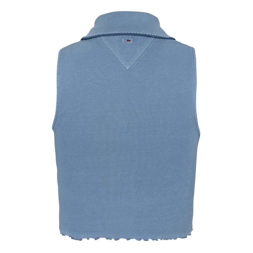 Tommy Jeans Blauwe Mouwloze Button-Up Top Blue Dames