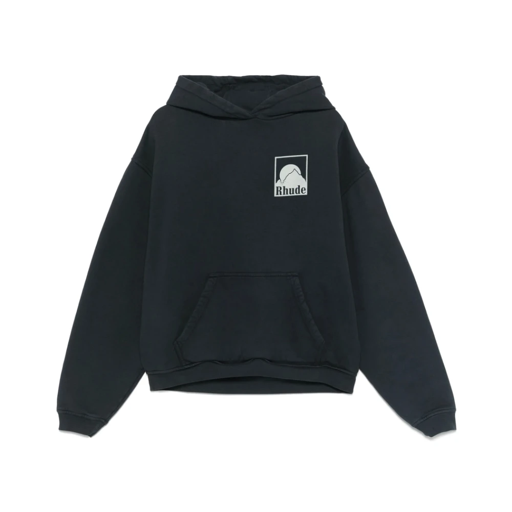 Rhude Zwarte Sweatshirt met Zak en Fleecevoering Black Heren