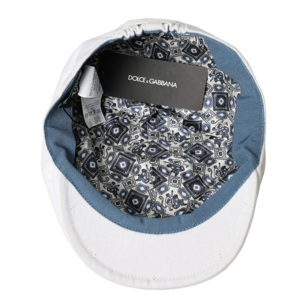 Dolce & Gabbana Witte Katoenen Newsboy Cap Stijlvol Modieus White Heren