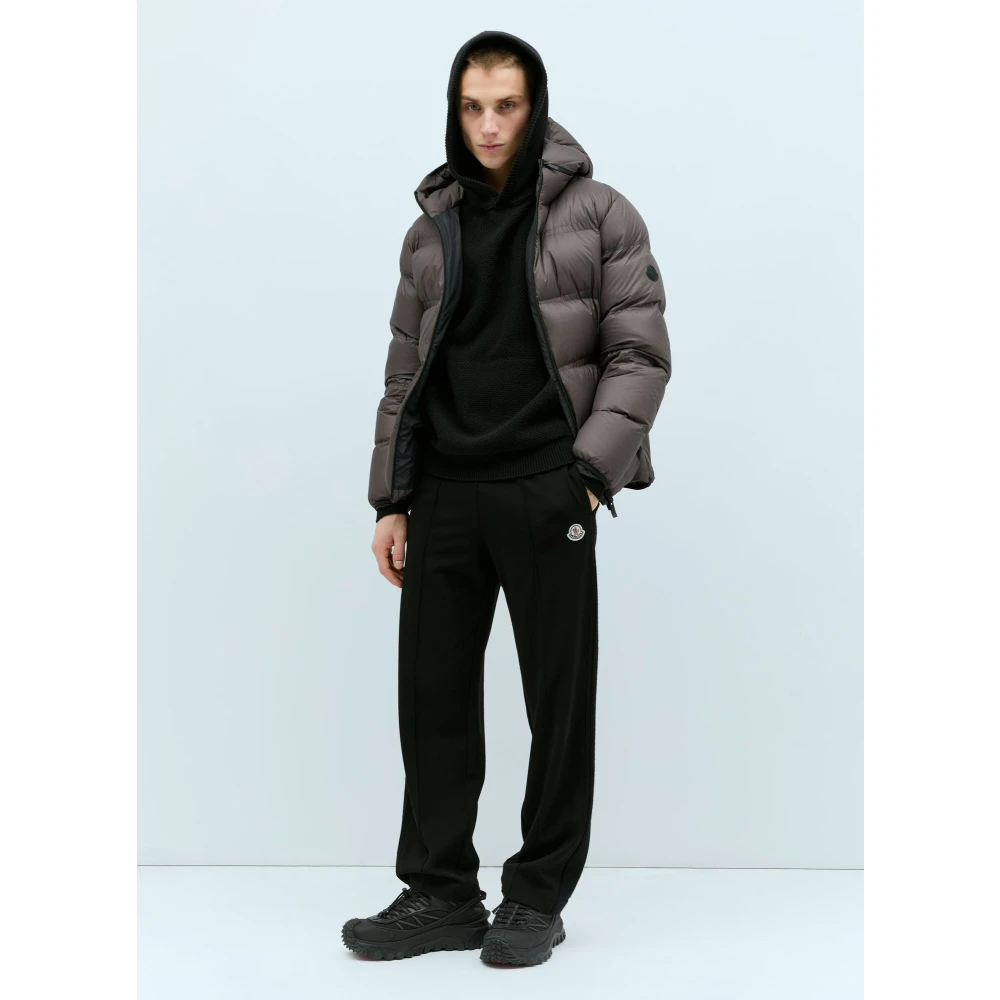 Moncler Wollen Hoodie Logo Zak Ribboorden Black Heren