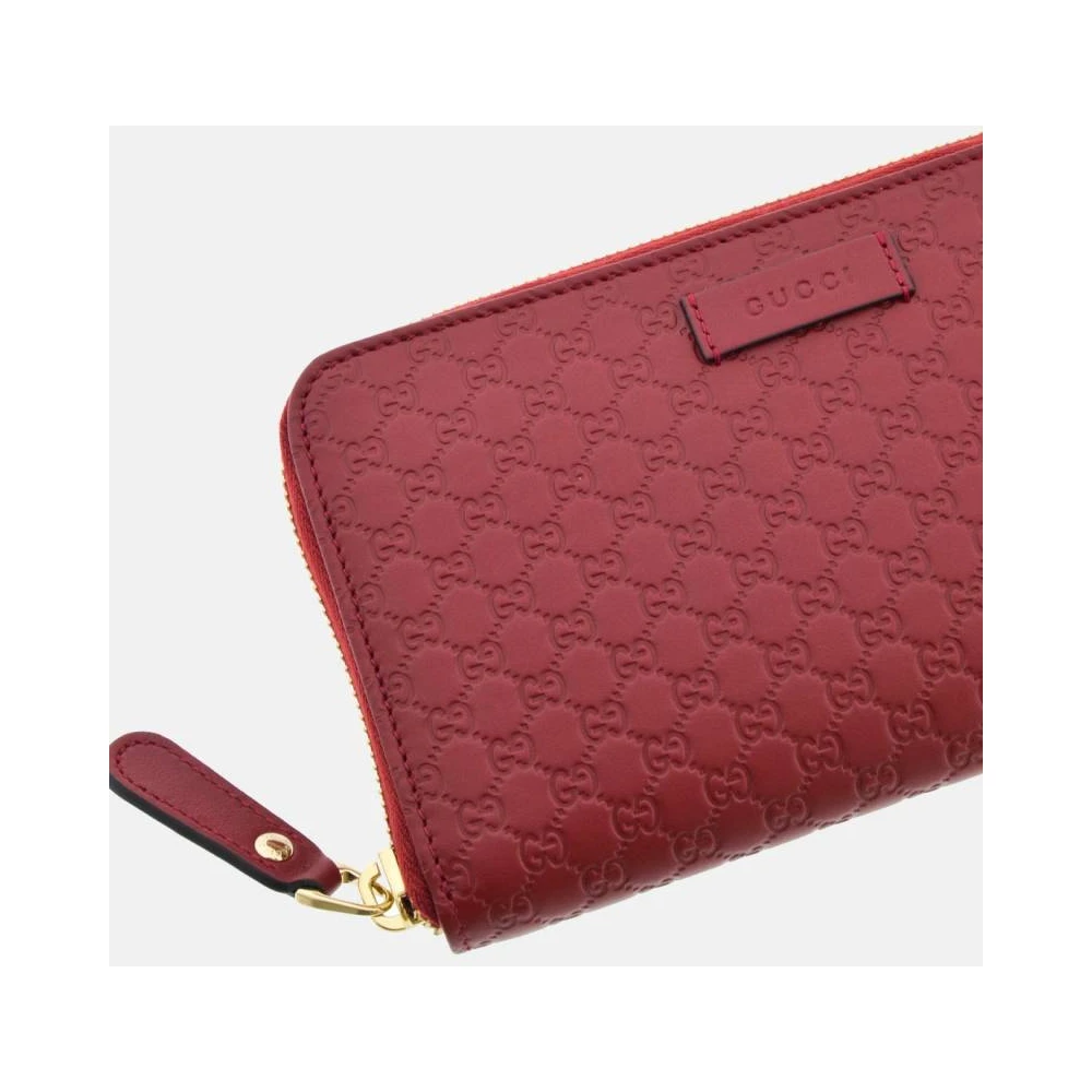 Gucci Rode Leren Portemonnee met Micro sima Print Red Dames