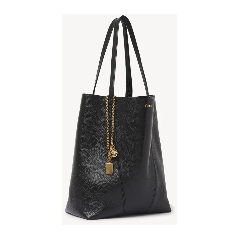 Chloé Zwarte leren handtas met kettinghandvatten Black Dames