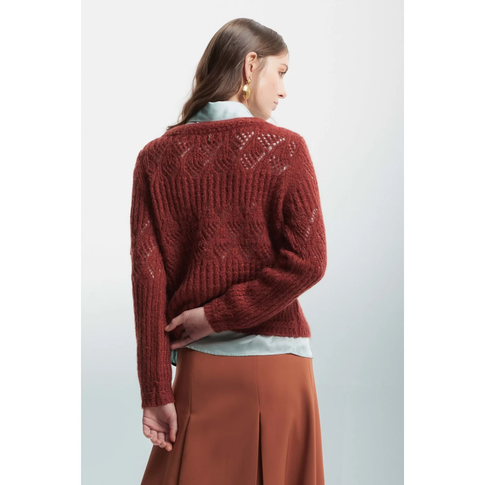 Kocca Mohair Wolmix Openwork Trui Brown Dames