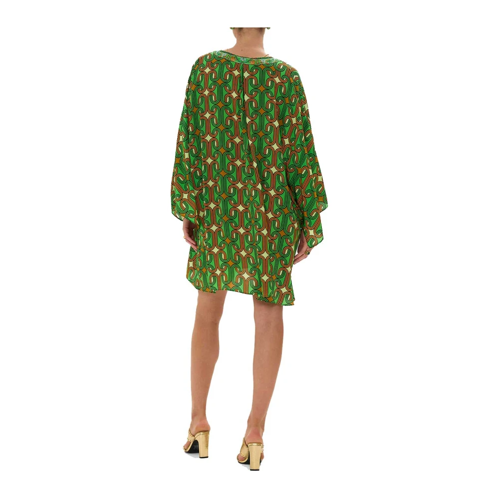 Camilla Geometrische V-hals Kaftan Goede vibes Green Dames