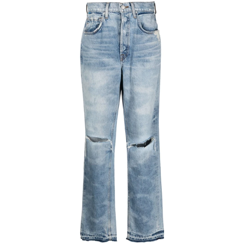 Cotton Citizen Svart Kate Straight-Leg Ripped Jeans Blue, Dam