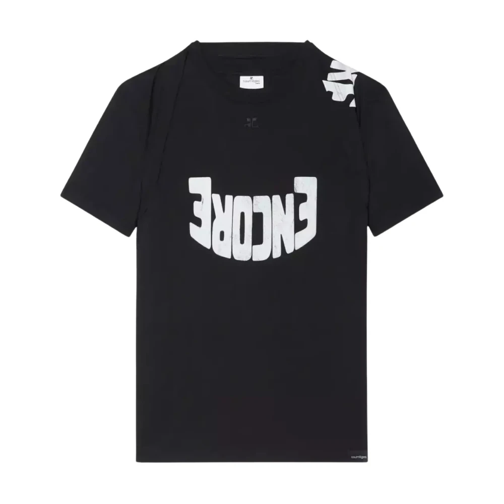 Courrèges Zwart T-shirt met Encore print Black