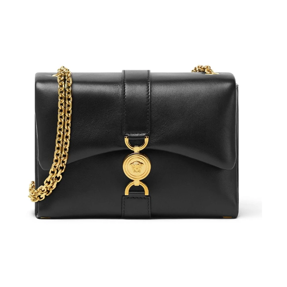 Versace Kleio Crossbody Tas in Zwart Lamsvacht Black Dames