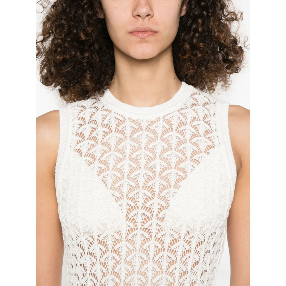 Zimmermann Witte Mouwloze Crew Neck Top White Dames